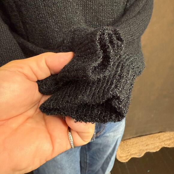 Vintage Donagain Black Beaded Pearl Accent Sweater Acrylic Knit Sz M - Picture 10 of 11